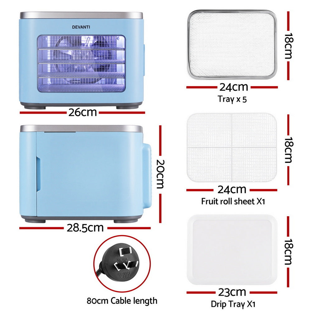 Devanti Food Dehydrator 5 Tray Compact 500W