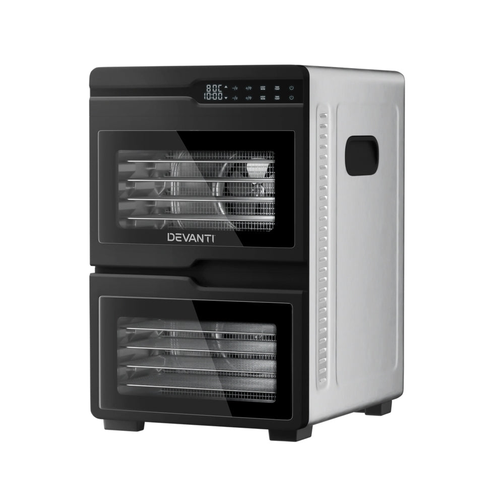 Devanti Dual-Zone Stainless Steel Food Dehydrator 12 Tray