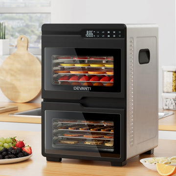 Devanti Dual-Zone Stainless Steel Food Dehydrator 12 Tray