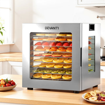 Devanti Food Dehydrator 10 Tray Thermostat Stainless Steel