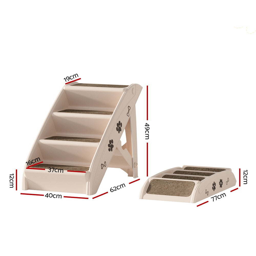 i.Pet Foldable Dog Ramp Steps Bed Sofa Car Portable Beige