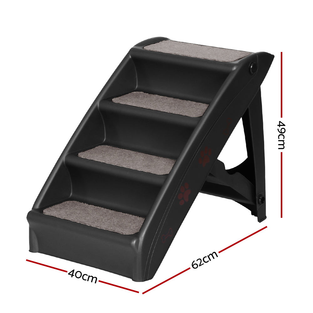 i.Pet Dog Ramp Portable Foldable Steps for Bed and Sofa Black