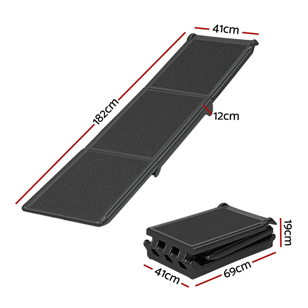 i.Pet Dog Ramp for Car SUV 3-Fold Portable Ladder Black