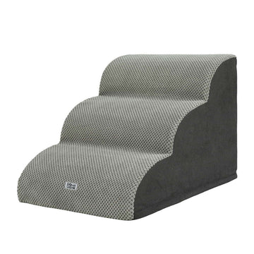 i.Pet 3-Tier Foam Pet Stairs Ramp for Bed Sofa Car Portable Grey