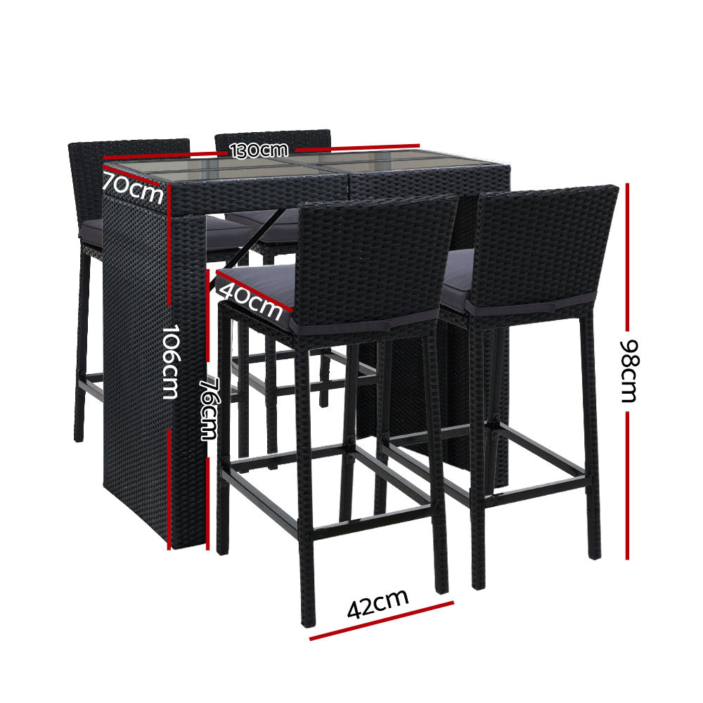 Gardeon Outdoor Bar Set 5-Piece Wicker Patio Setting