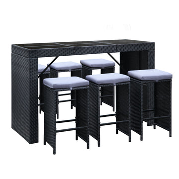 Gardeon Outdoor Bar Set with Cushion Black