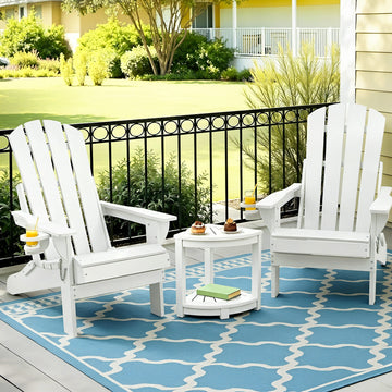 Gardeon Foldable Adirondack Patio Chair Set with Side Table White