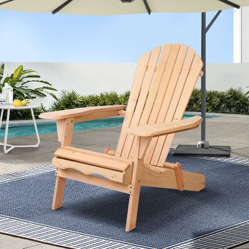 Gardeon Adirondack Chair Foldable Wooden Beach Outdoor Natural