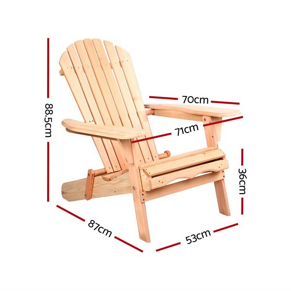 Gardeon Adirondack Chair Set of 2 Natural Fir Wood Outdoor Patio