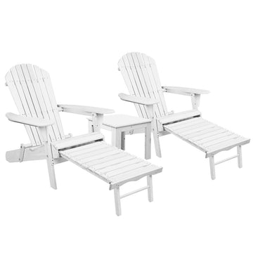Gardeon Adirondack Outdoor Chair Set with Ottoman and Side Table Hemlock Wood