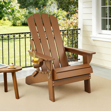 Gardeon Folding Adirondack Chair HDPE Outdoor Patio Garden Brown
