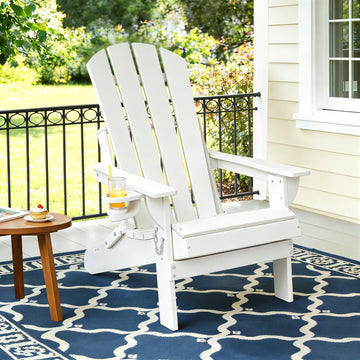 Gardeon Folding Adirondack Chair HDPE Outdoor Patio Garden White