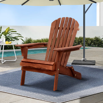 Gardeon Adirondack Chair Foldable Wooden Beach Outdoor Brown