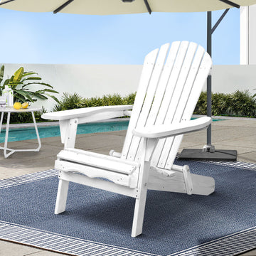 Gardeon Adirondack Chair Foldable Wooden Beach Outdoor White