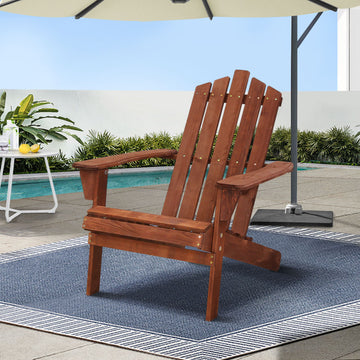 Gardeon Adirondack Chair Fir Wood High Back Armrests 150kg White