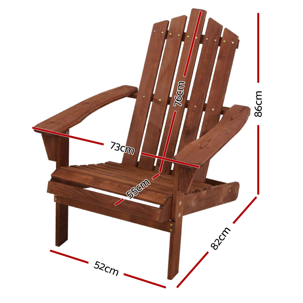 Gardeon Adirondack Chair Fir Wood High Back Armrests 150kg White