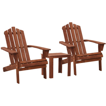 Gardeon Adirondack Chair Set 3PC with Side Table Fir Wood Brown