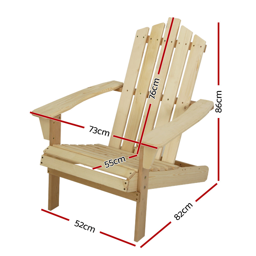 Gardeon Adirondack Chair Natural Hemlock Wood Outdoor Patio