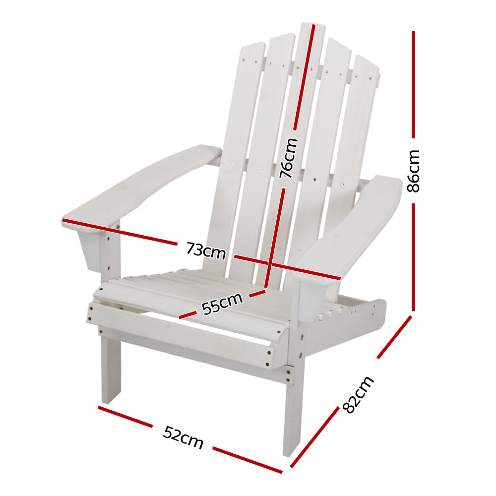 Gardeon Adirondack Chair White Fir Wood Outdoor UV Resistant