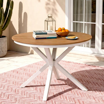 Gardeon Outdoor Dining Table Round 108cm White WPC