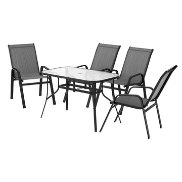 Gardeon Outdoor Mesh Dining Set 5-Piece Steel Grey