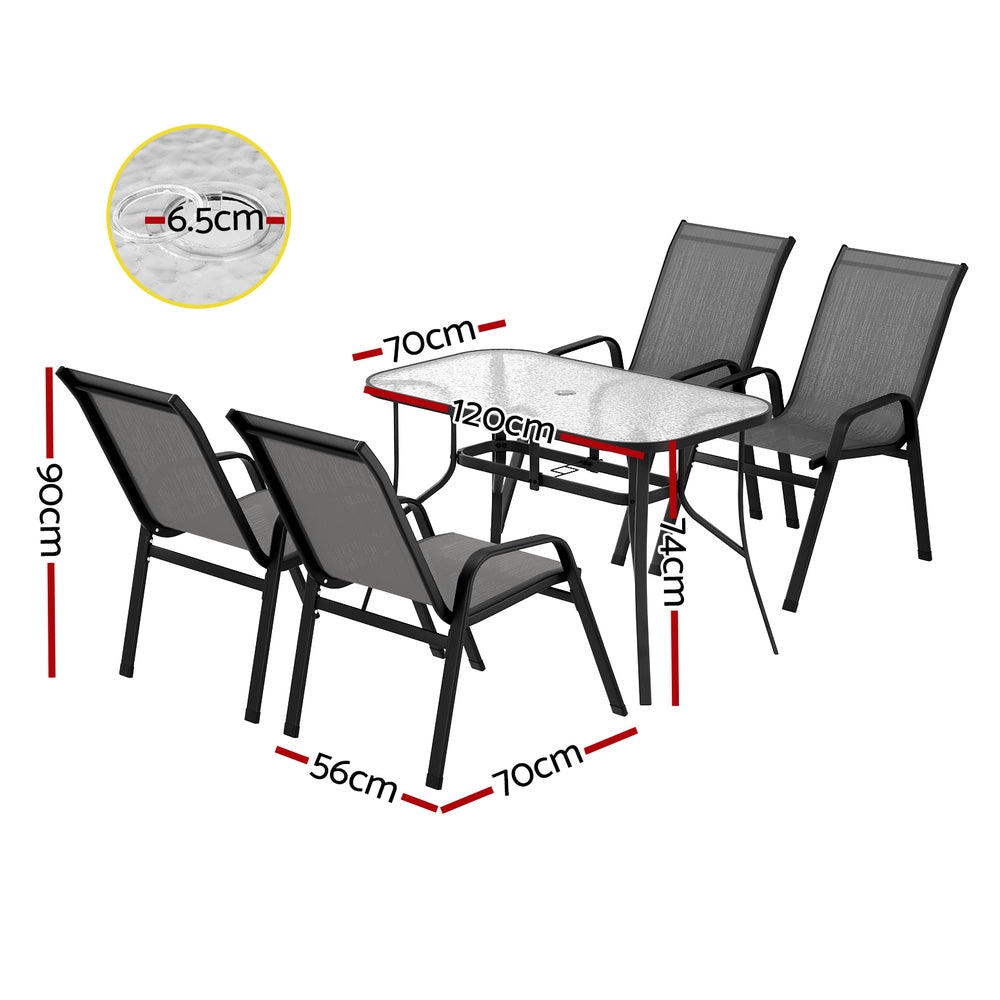 Gardeon Outdoor Mesh Dining Set 5-Piece Steel Grey