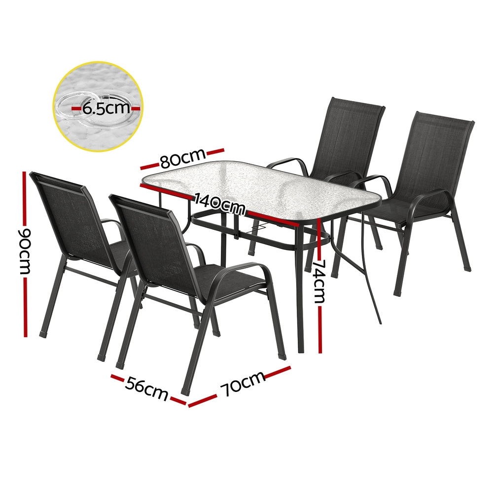 Gardeon Outdoor Mesh Dining Set Black