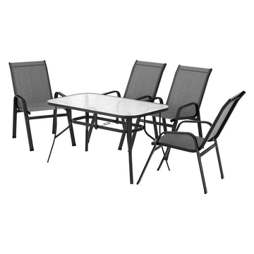Gardeon Outdoor Mesh Dining Set Grey