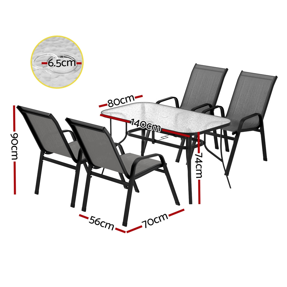 Gardeon Outdoor Mesh Dining Set Grey