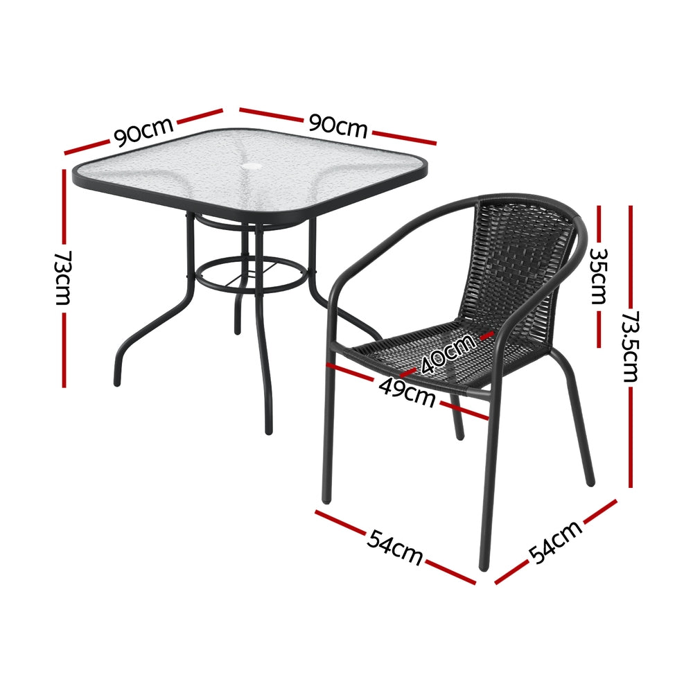 Gardeon Steel Outdoor Dining Set 5-Piece Black