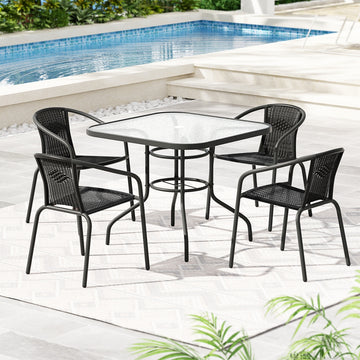 Gardeon Steel Outdoor Dining Set 5-Piece Black