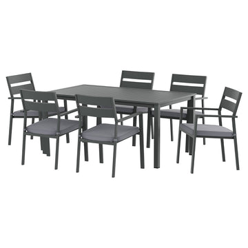 Gardeon 7 Piece Outdoor Dining Set Aluminium Table and 6 Chairs Black
