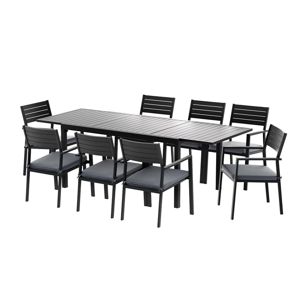 Gardeon Outdoor Dining Set Extendable Aluminium Table 9-Seater Grey