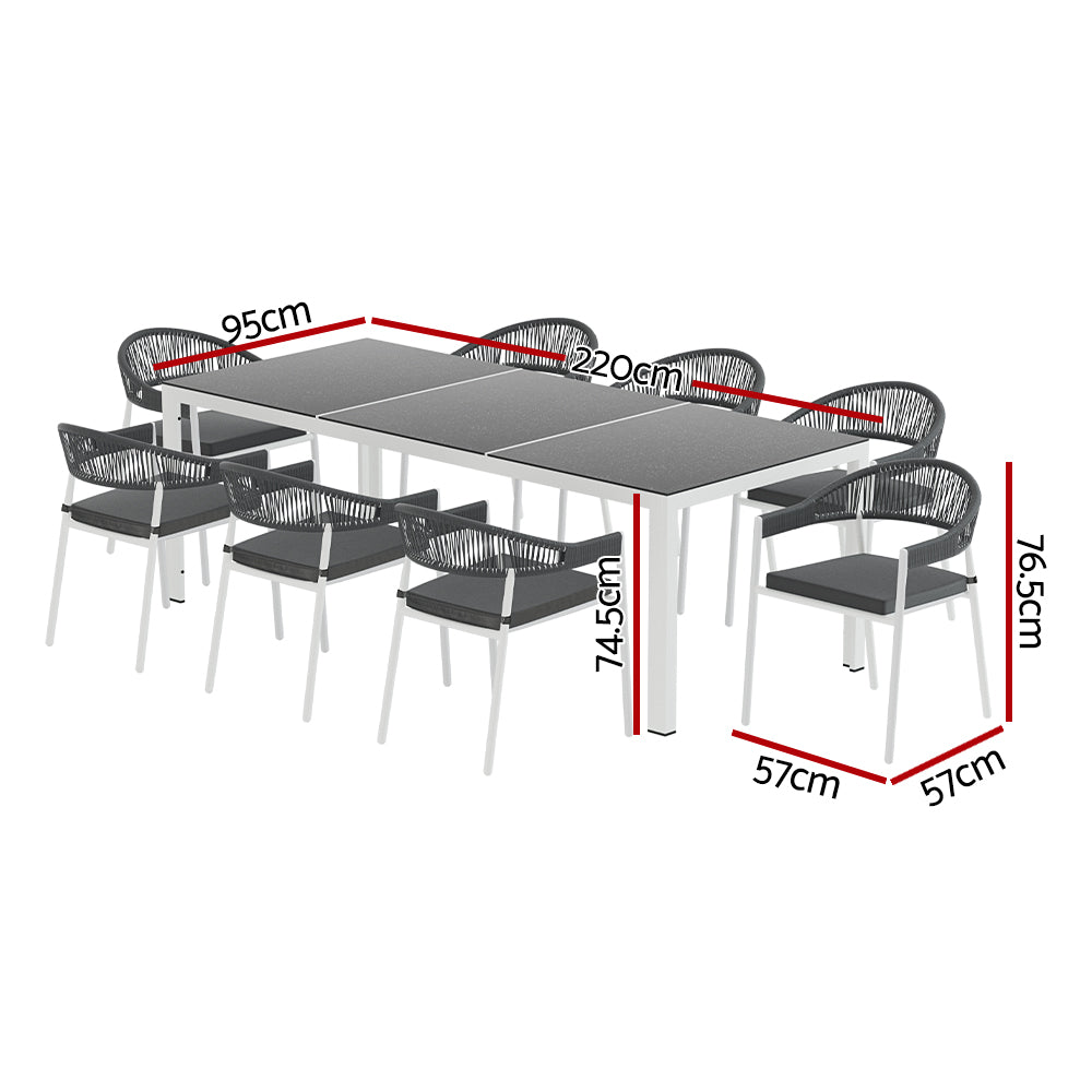 Gardeon Outdoor Dining Set 8-Seater Table and Chairs White