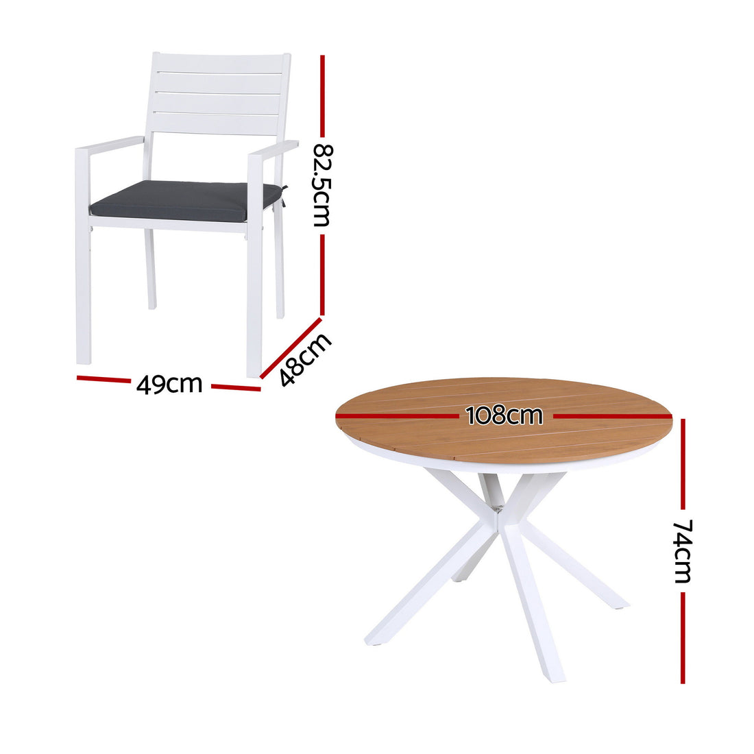 Gardeon Outdoor Dining Set 5 Piece Aluminum WPC Tabletop White