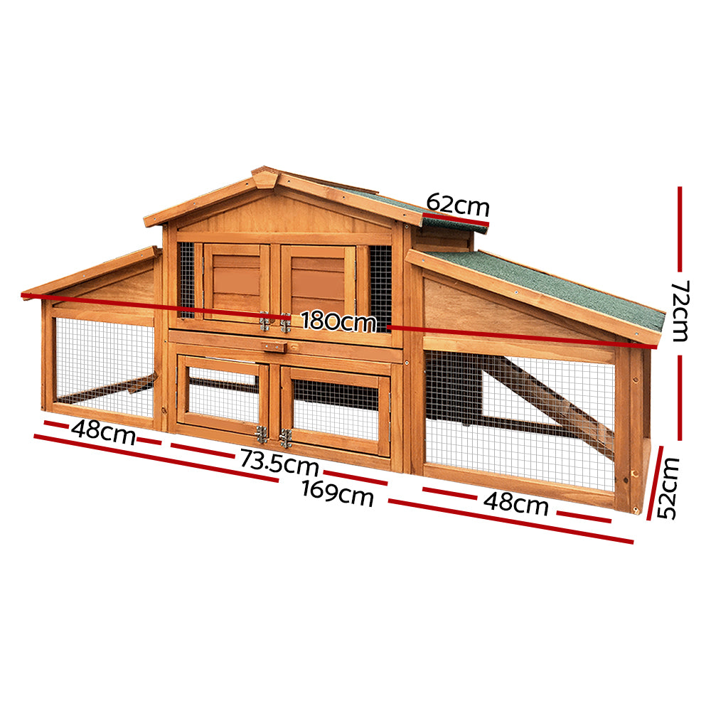 i.Pet Chicken Coop and Rabbit Hutch with Sleeping Area and Run
