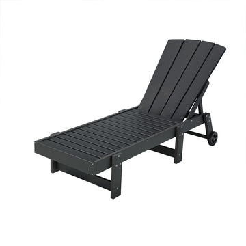 Gardeon Adjustable Sun Lounger with Cup Holder and Wheels Black HDPE