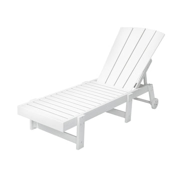 Gardeon HDPE Sun Lounger Recliner with Wheels White