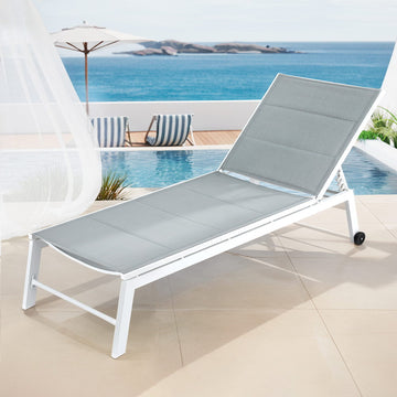 Gardeon Folding Sun Lounger Aluminium Textilene White