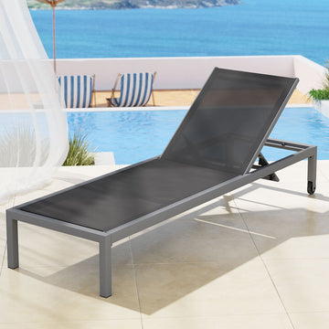 Gardeon Aluminium Folding Sun Lounger with Wheels 5-Position