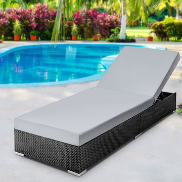 Gardeon Outdoor Wicker Sun Lounge Daybed with Adjustable Backrest