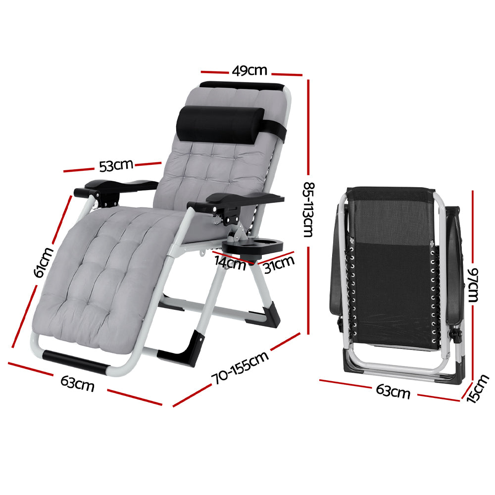 Gardeon Zero Gravity Folding Sun Lounger Steel Frame Adjustable