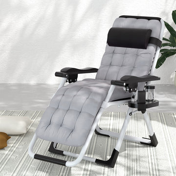 Gardeon Zero Gravity Folding Sun Lounger Steel Frame Adjustable