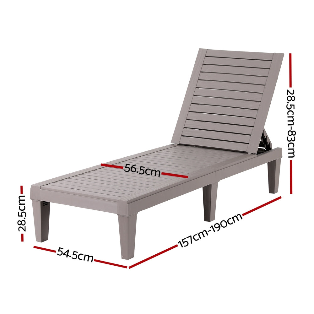 Gardeon Sun Lounge Recliner PP Brown
