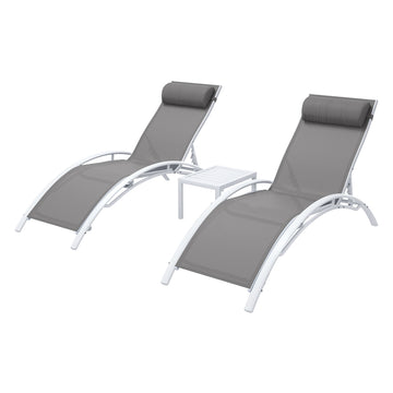Gardeon Outdoor Sun Lounger Steel Frame Textilene 5-Position White