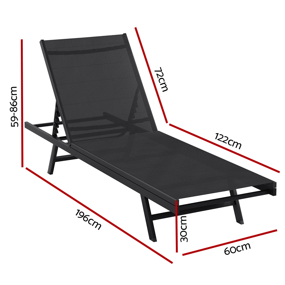 Gardeon Steel Sun Lounger Textilene 6-Position Adjustable