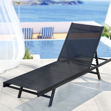 Gardeon Steel Sun Lounger Textilene 6-Position Adjustable