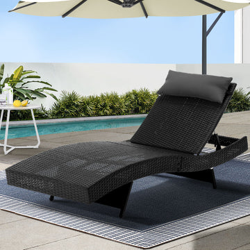 Gardeon Wicker Sun Lounger Adjustable Backrest