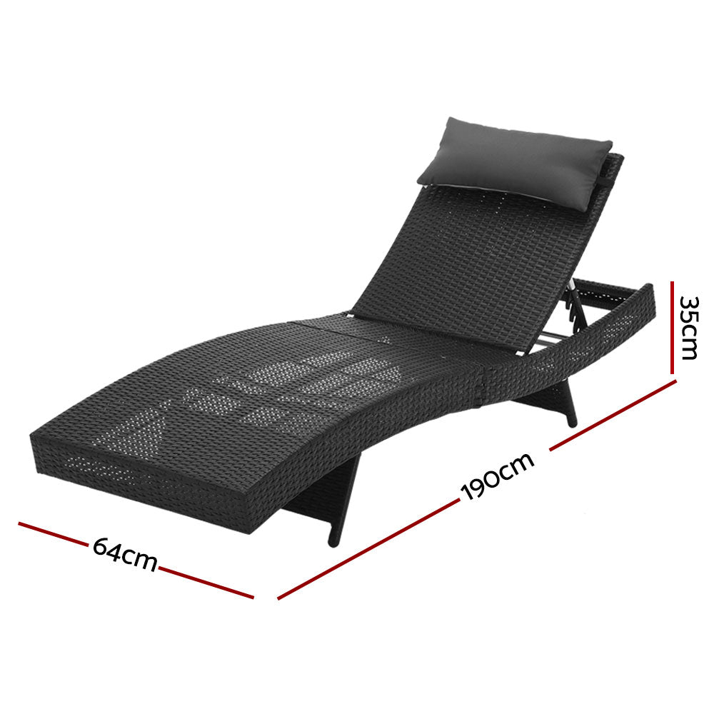 Gardeon Wicker Sun Lounger Adjustable Backrest
