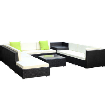 Gardeon 11-Piece Outdoor Wicker Sofa Set Beige